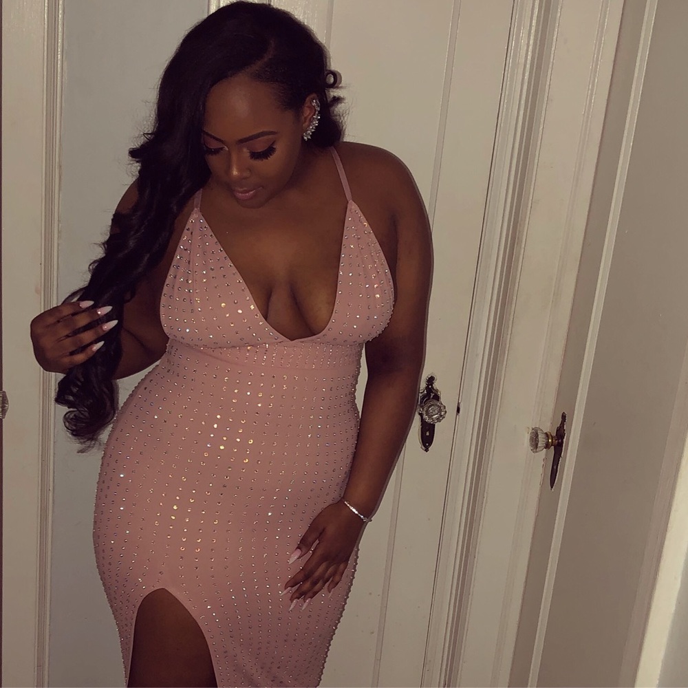 Light Pink maxi dress with slit